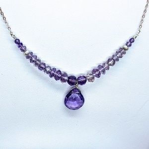 Amethyst, Freshwater Pearl & ster silver necklace